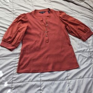 Mixed Media Veronica Beard Coralee Top, Pima Cotton Blend, Brick Red, XL, EUC